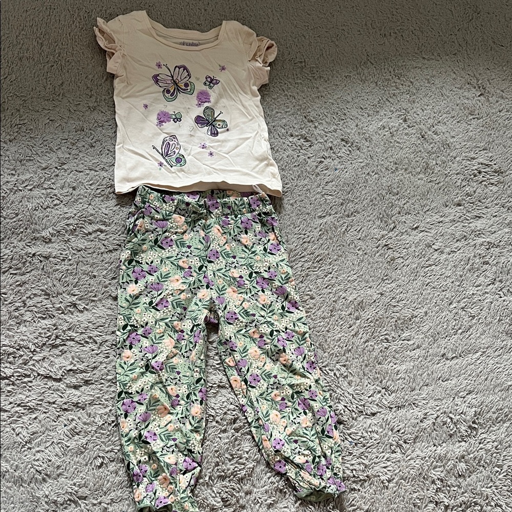 Floral Butterfly Top and Pants Set